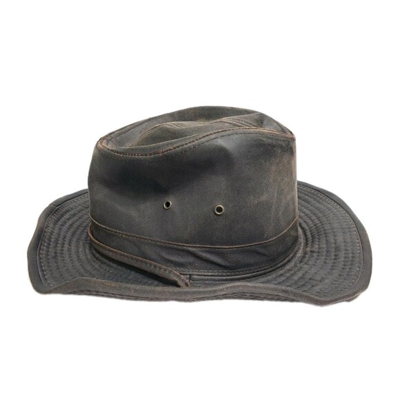 Duluth Waxed Canvas Outback Distressed Weathered Indiana Jones Hat Size XL Brown - Picture 4 of 9